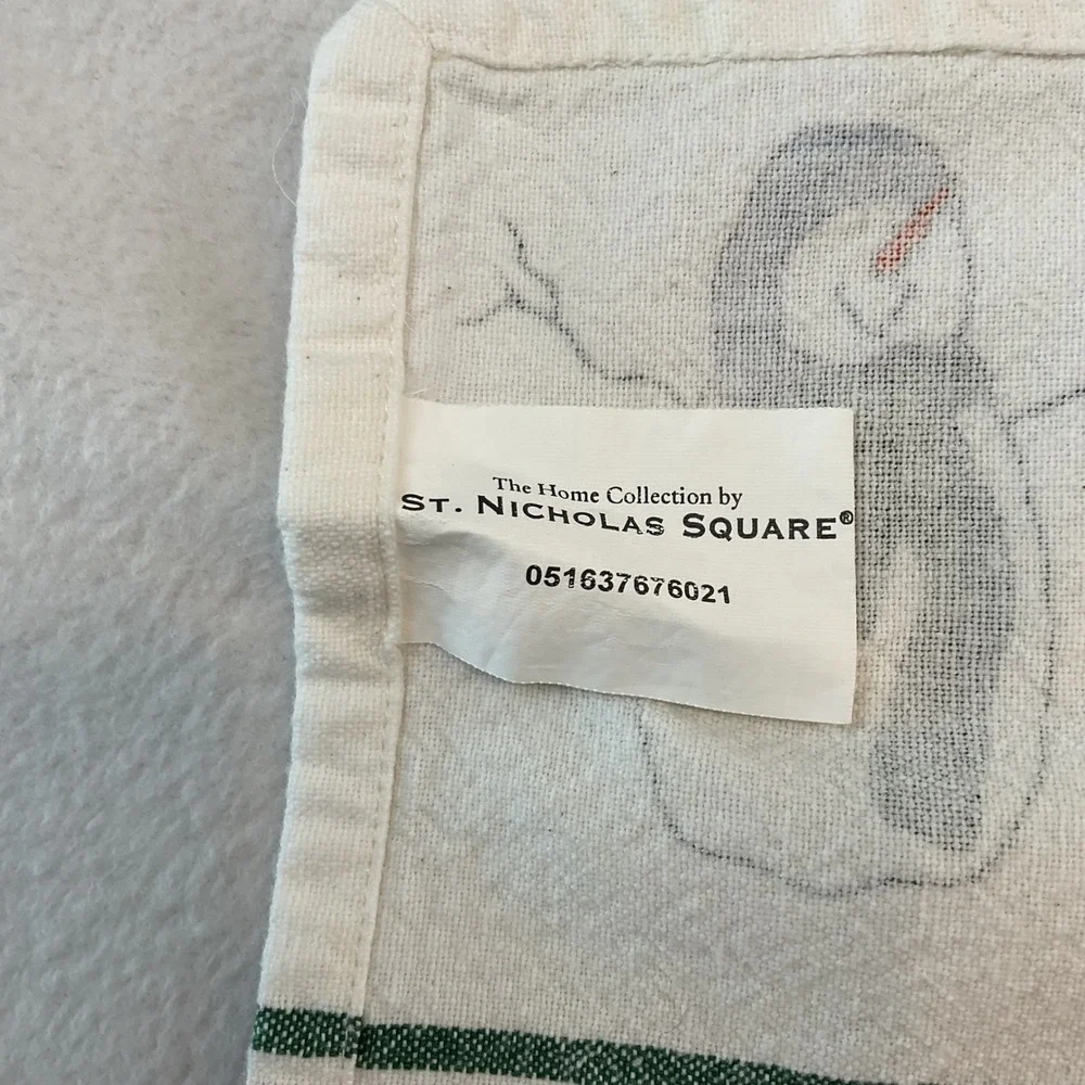 St Nicholas Square Snowman Plaid Cotton Napkins Set of 9 White Red Green Holiday